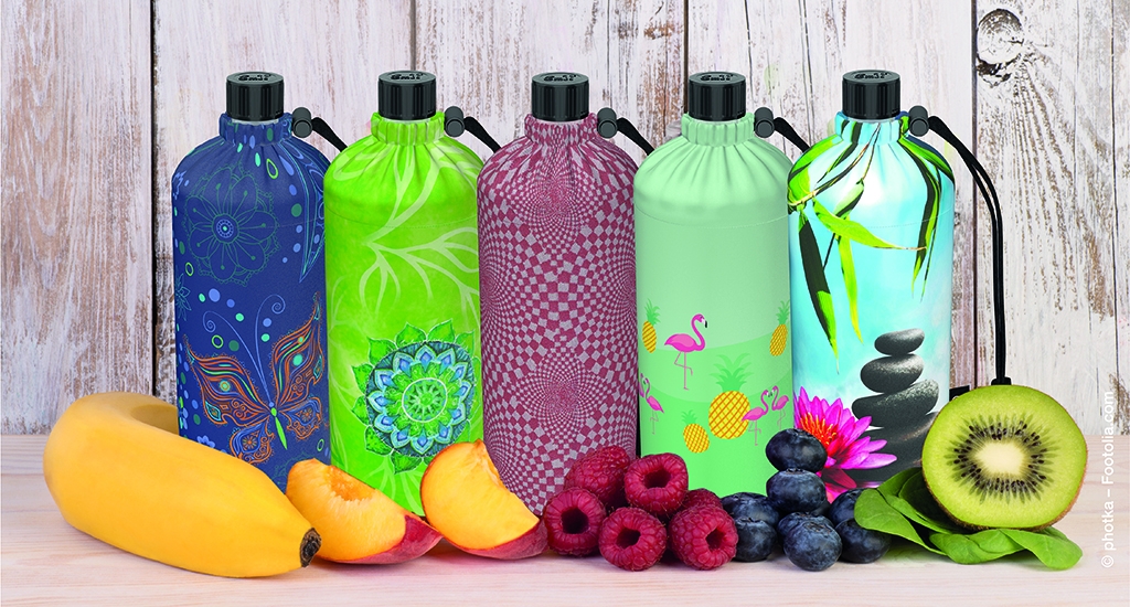 Fruit smoothies variety in rainbow colors